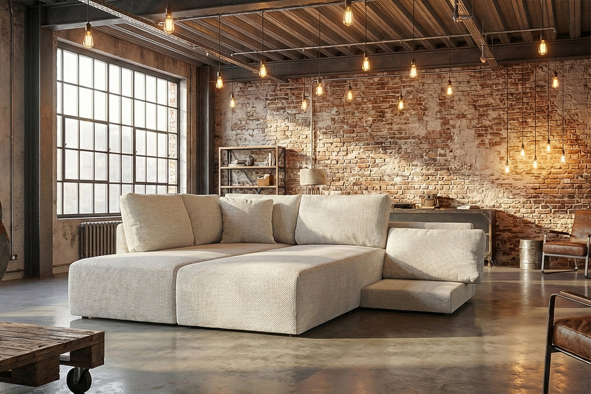 KAWOLA Schlafsofa SADIRA Ecksofa Stoff cremeweiß
