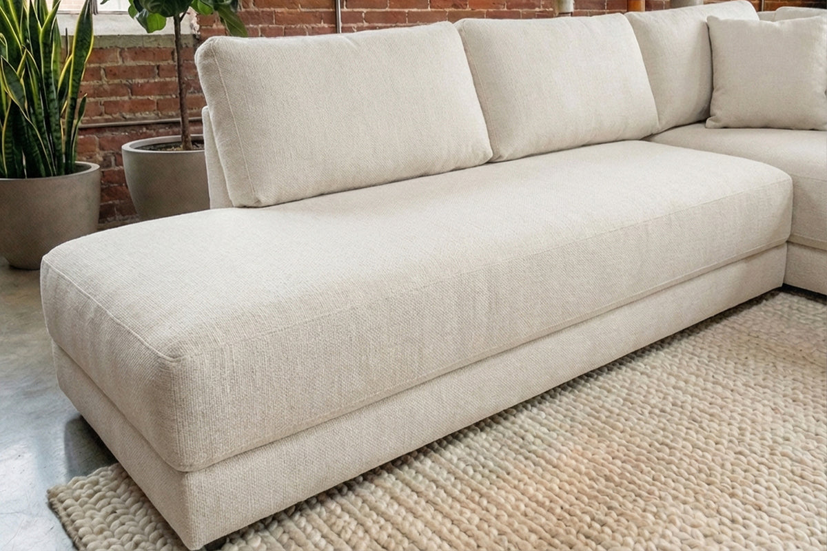 KAWOLA Schlafsofa SADIRA Ecksofa Stoff cremeweiß