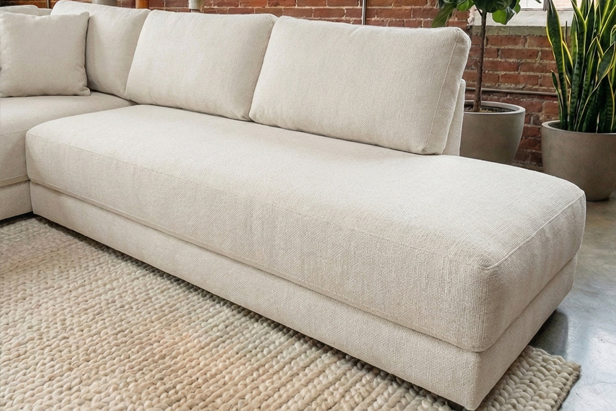 KAWOLA Schlafsofa SADIRA Ecksofa Stoff cremeweiß
