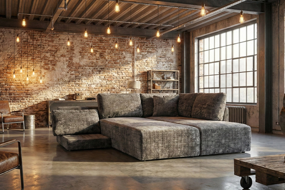 KAWOLA Schlafsofa SADIRA Ecksofa Stoff grau