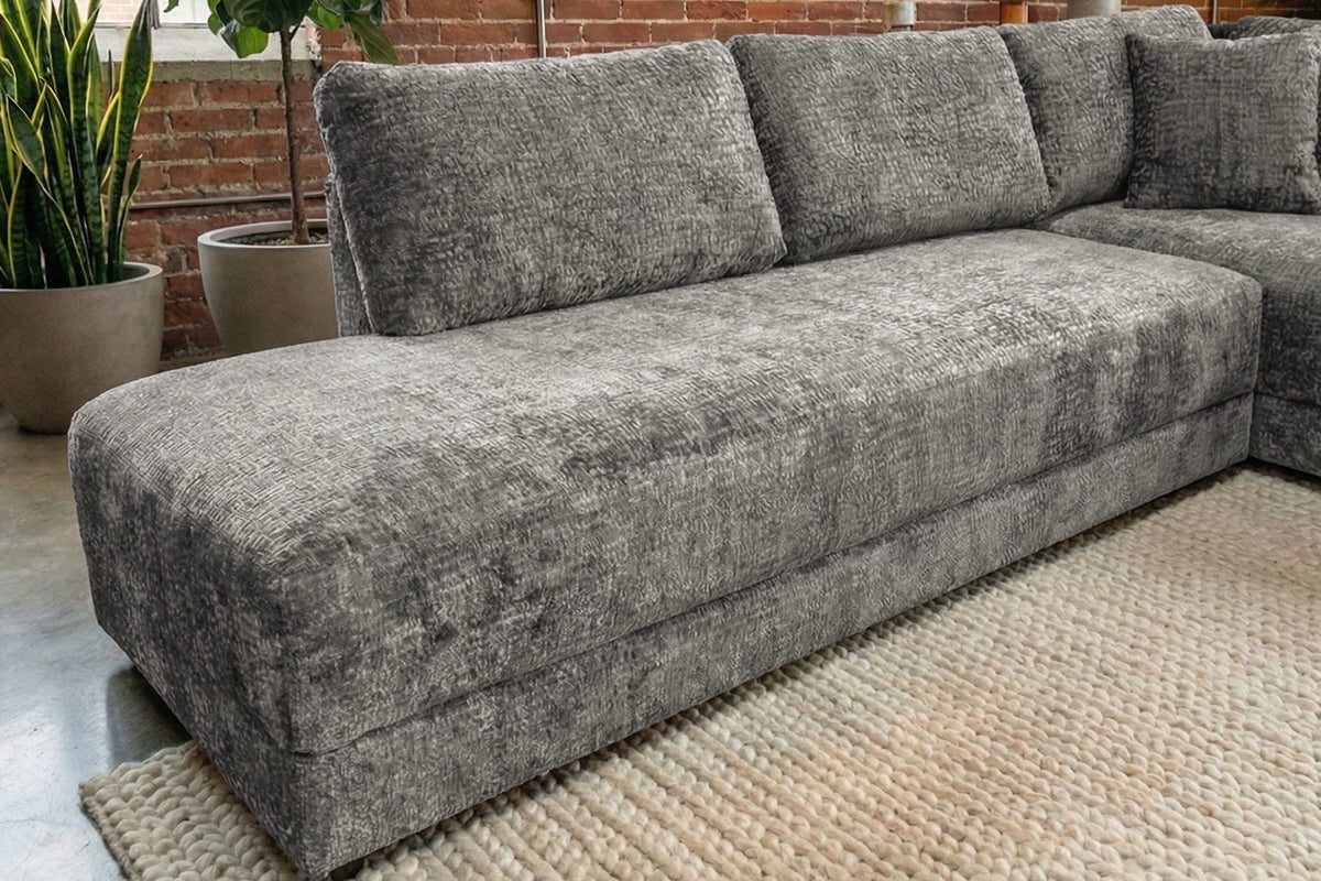 KAWOLA Schlafsofa SADIRA Ecksofa Stoff grau