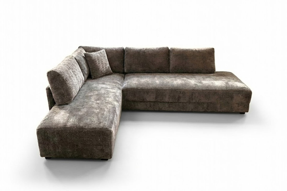 KAWOLA Schlafsofa SADIRA Ecksofa Stoff grau