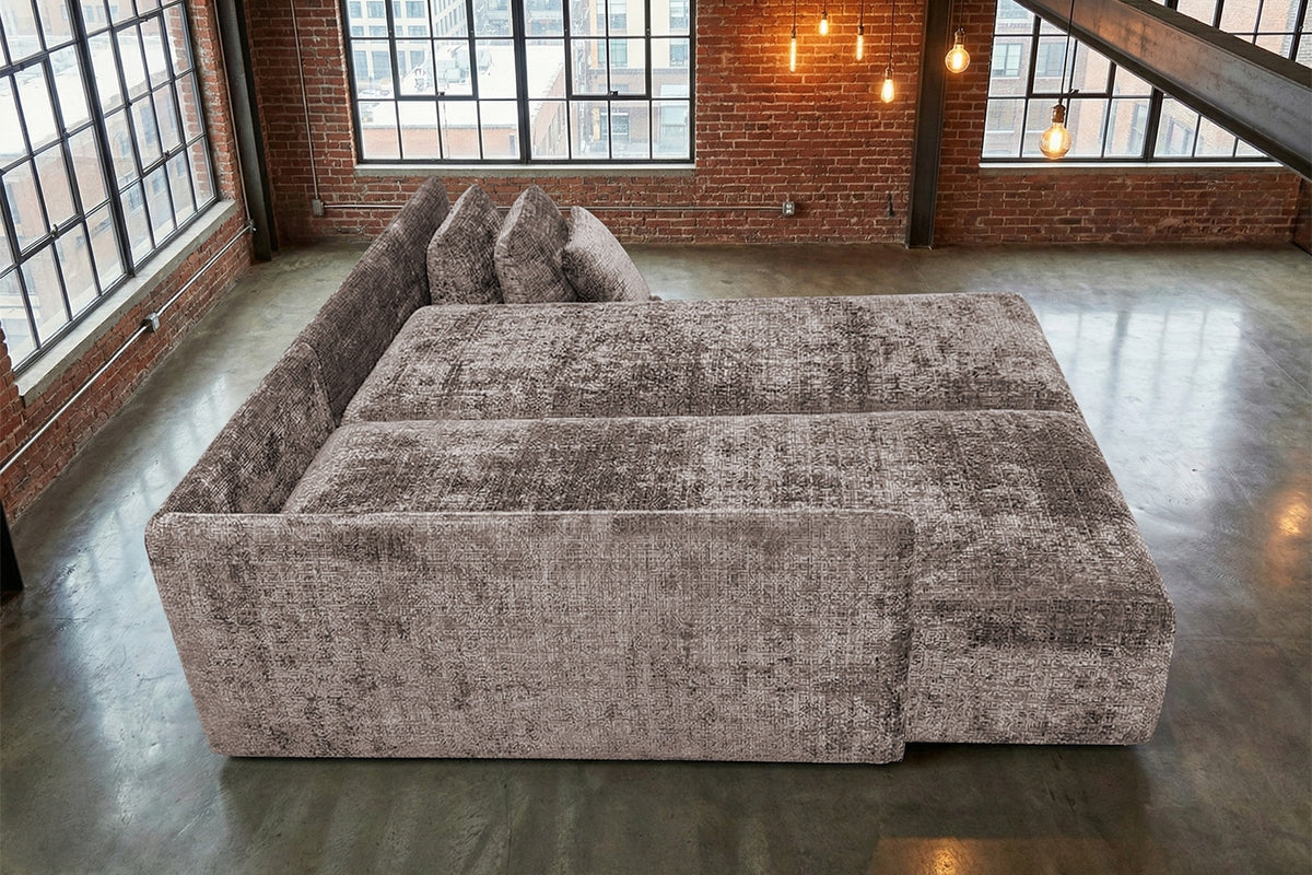 KAWOLA Schlafsofa SADIRA Ecksofa Stoff taupe