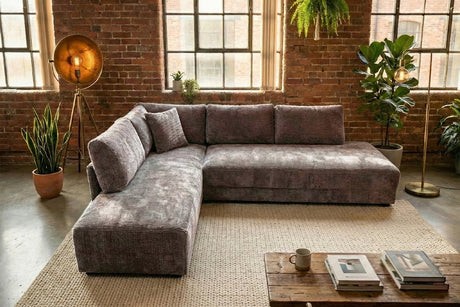 KAWOLA Schlafsofa SADIRA Ecksofa Stoff taupe, Links