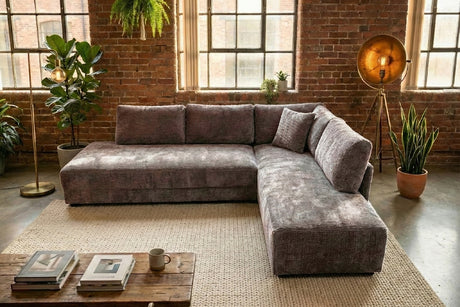 KAWOLA Schlafsofa SADIRA Ecksofa Stoff taupe, Rechts