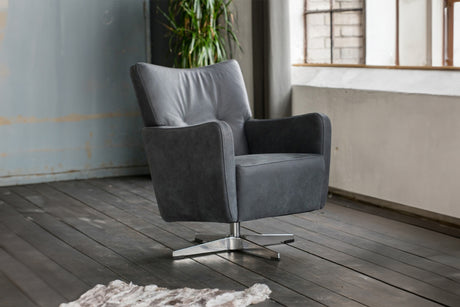 KAWOLA Sessel ALINE Drehsessel Sessel Leder schwarz (B/H/T)