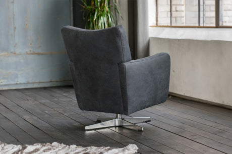 KAWOLA Sessel ALINE Drehsessel Sessel Leder schwarz (B/H/T)