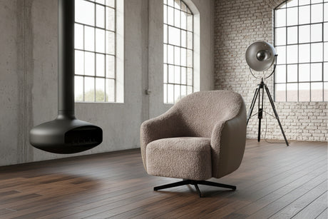 KAWOLA Sessel BRITTO Drehsessel Stoff / Kunstleder taupe