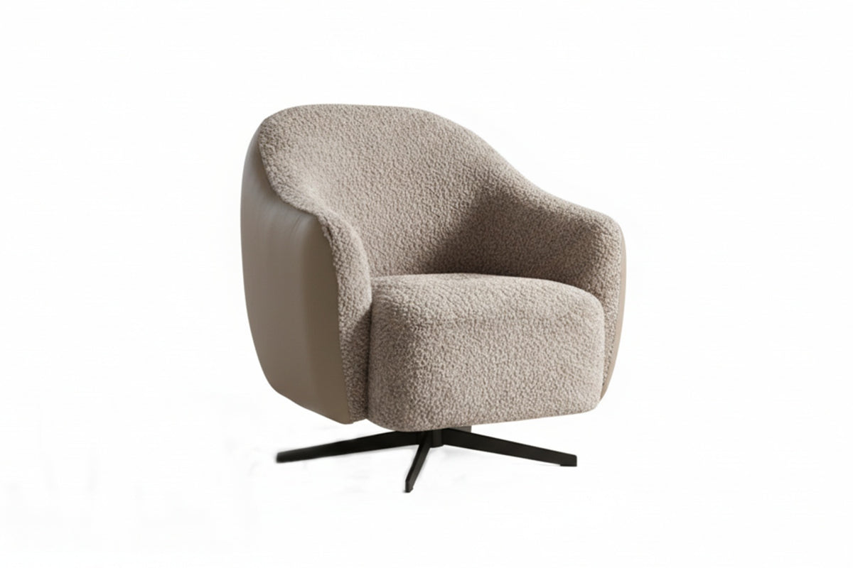KAWOLA Sessel BRITTO Drehsessel Stoff / Kunstleder taupe