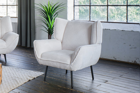 KAWOLA Sessel CALLA Relaxsessel Cord cremeweiß