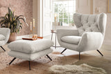KAWOLA Sessel CHARME Hochlehnsessel Cord cremeweiß, Mit Fußhocker