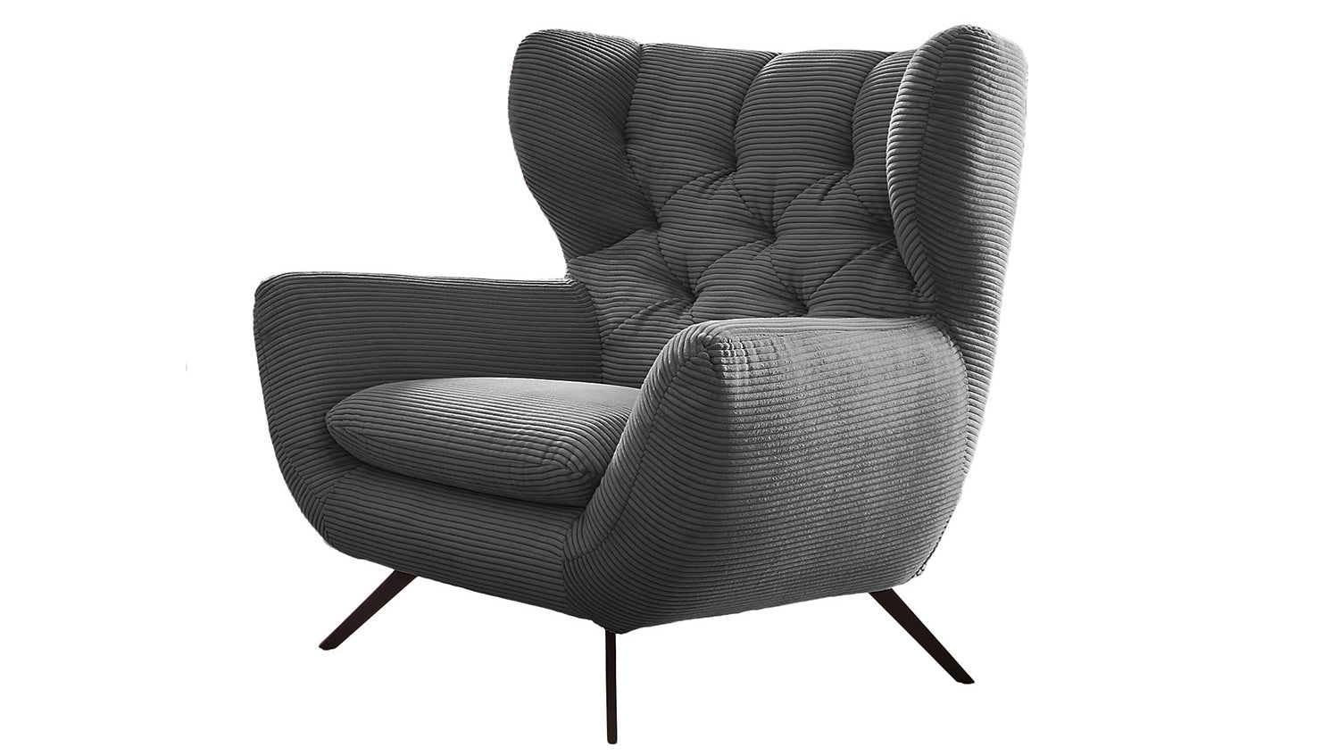 KAWOLA Sessel CHARME Hochlehnsessel Cord grau