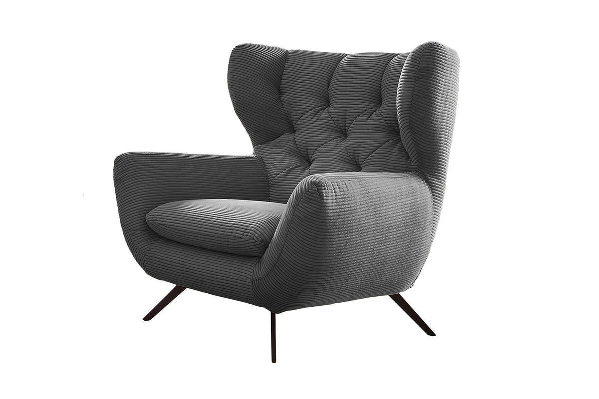 KAWOLA Sessel CHARME Hochlehnsessel Cord grau