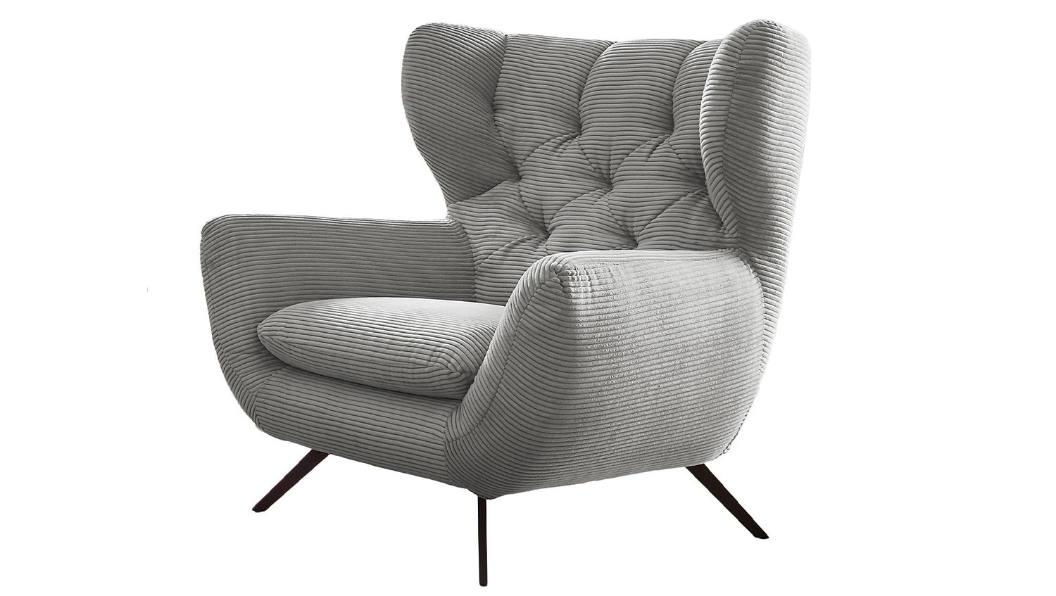 KAWOLA Sessel CHARME Hochlehnsessel Cord hellgrau