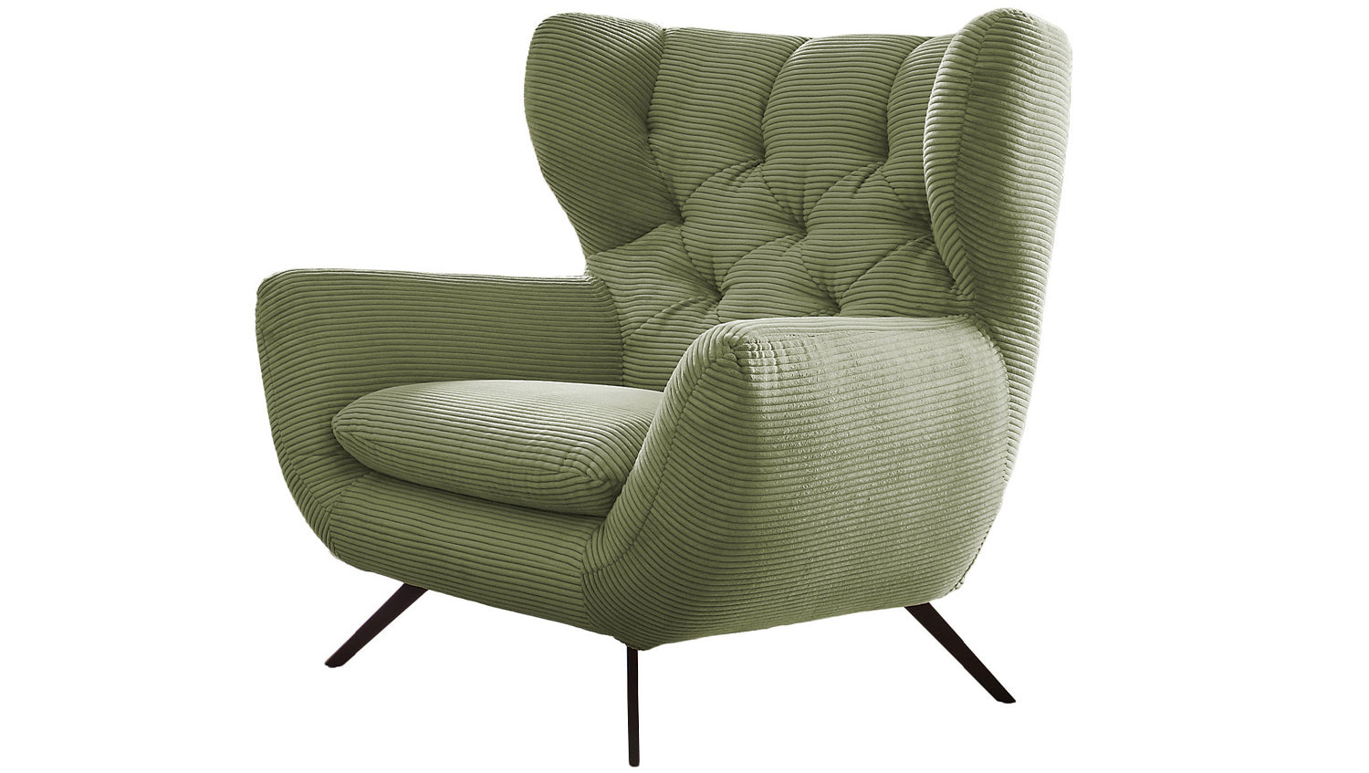 KAWOLA Sessel CHARME Hochlehnsessel Cord olivgrün