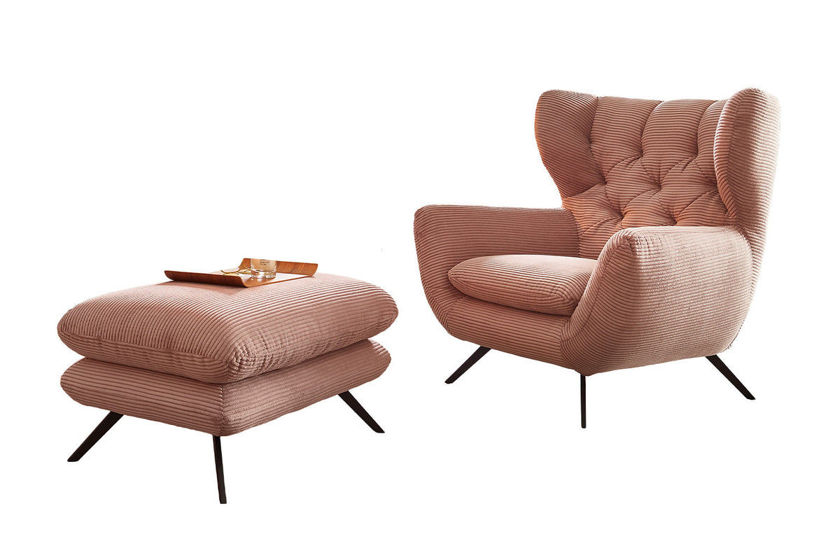 KAWOLA Sessel CHARME Hochlehnsessel Cord rosa