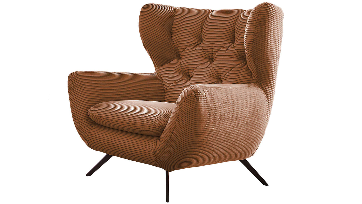 KAWOLA Sessel CHARME Hochlehnsessel Cord rost