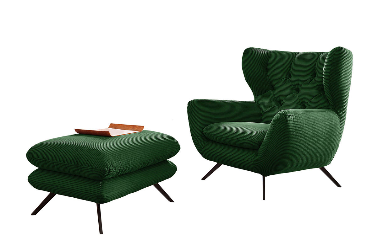 KAWOLA Sessel CHARME Hochlehnsessel Cord smaragd