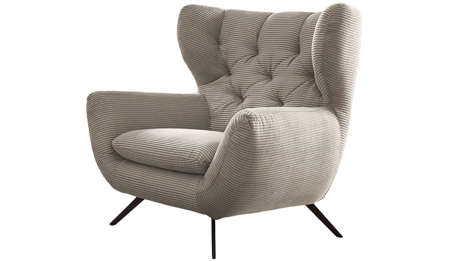 KAWOLA Sessel CHARME Hochlehnsessel Cord steingrau