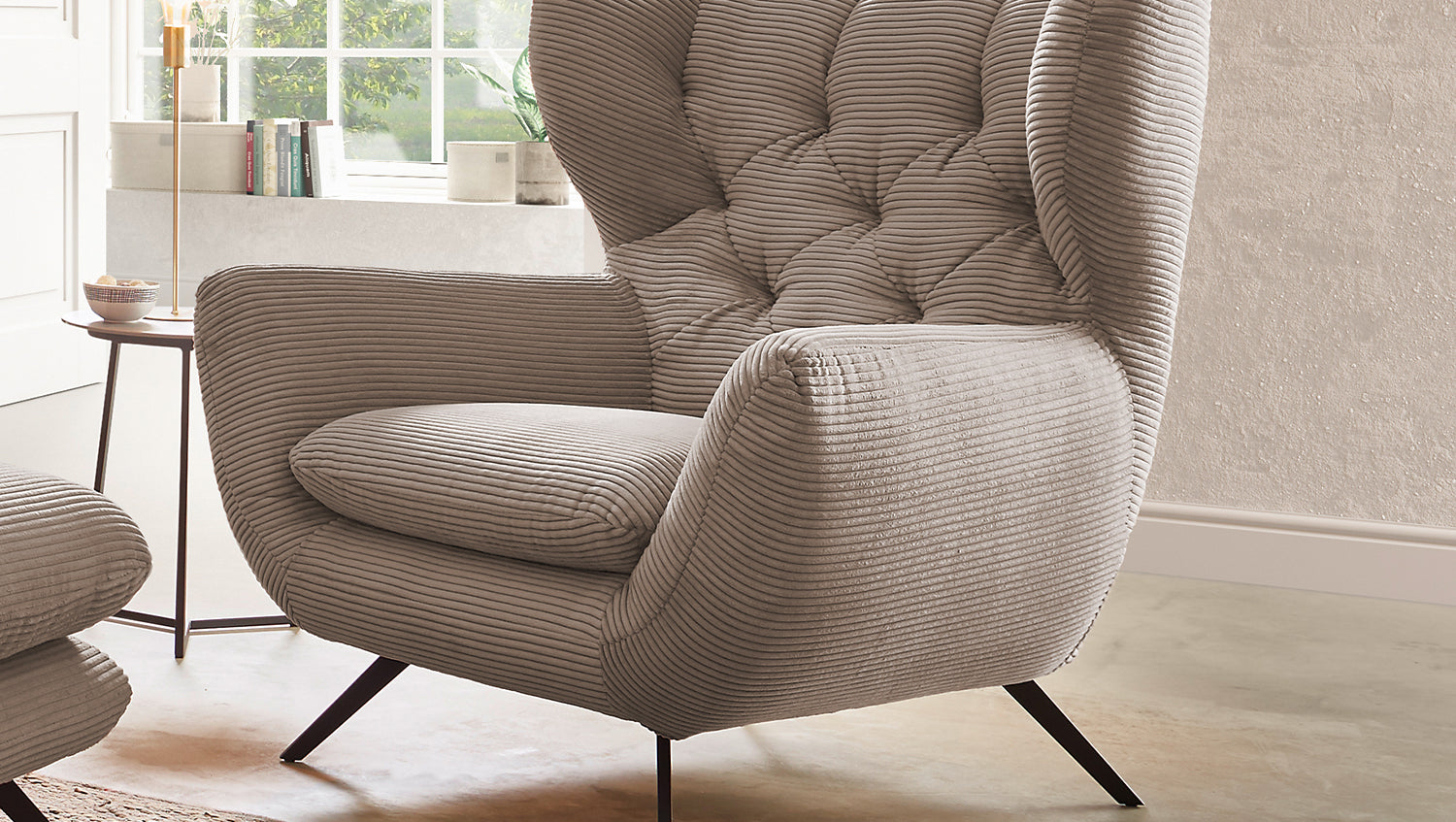 KAWOLA Sessel CHARME Hochlehnsessel Cord taupe
