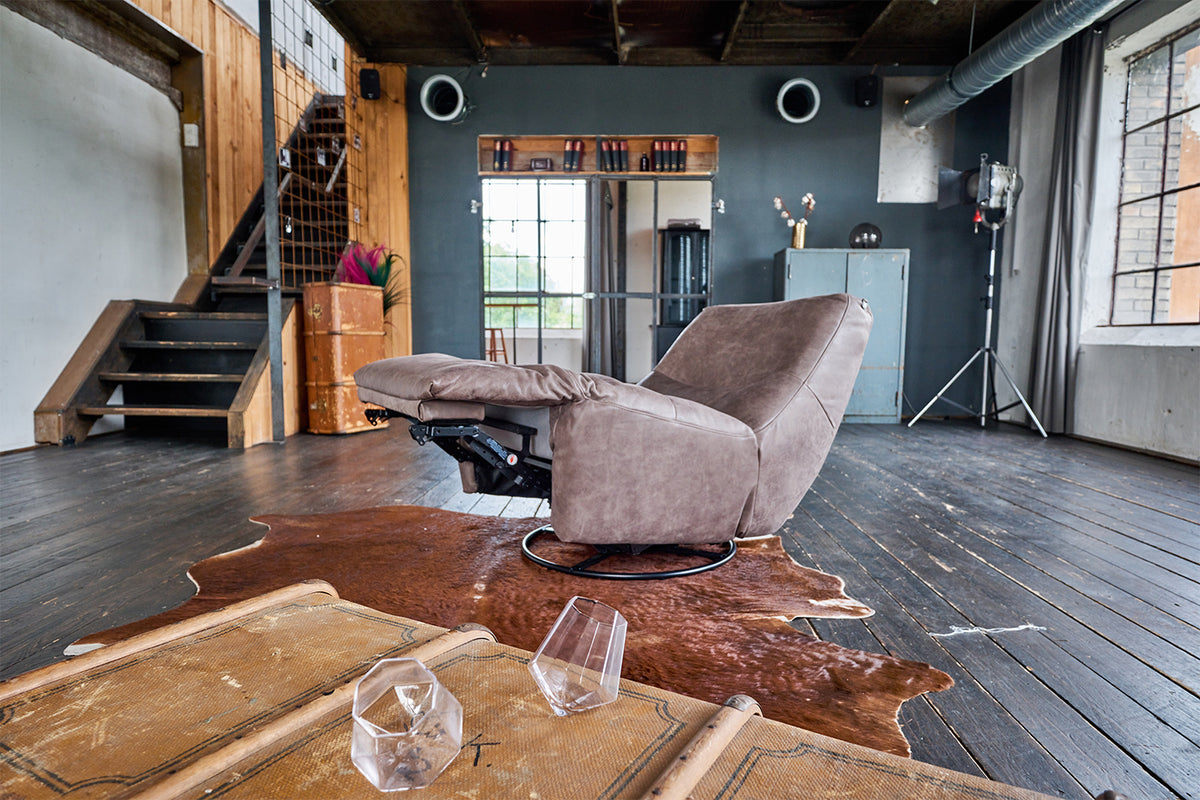 KAWOLA Sessel CINE Relaxsessel elektrisch verstellbar Leder taupe
