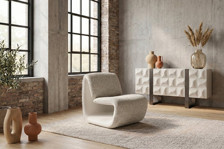 KAWOLA Sessel HAZEL Loungesessel Stoff / Kunstleder grau