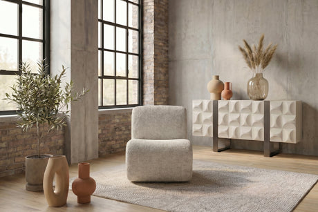 KAWOLA Sessel HAZEL Loungesessel Stoff / Kunstleder grau