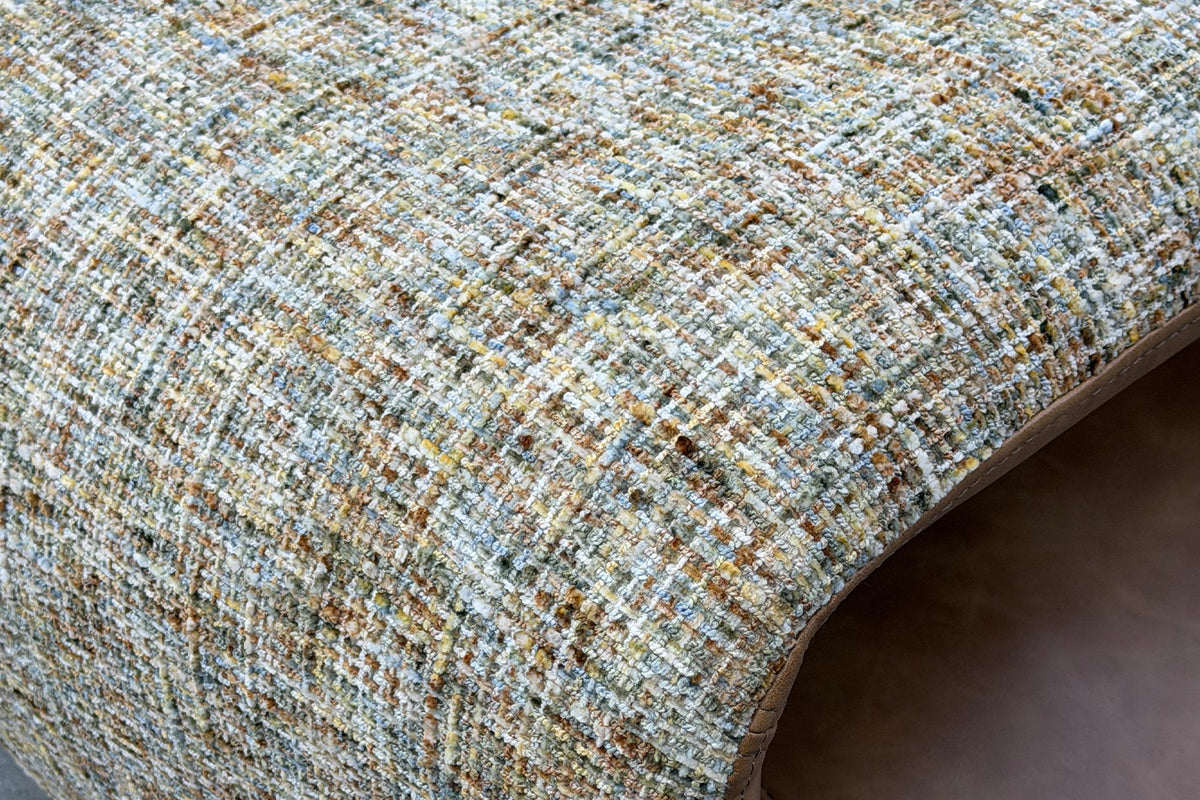 KAWOLA Sessel HAZEL Loungesessel Stoff multi beige / Kunstleder braun