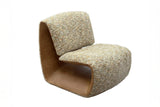 KAWOLA Sessel HAZEL Loungesessel Stoff multi beige / Kunstleder braun