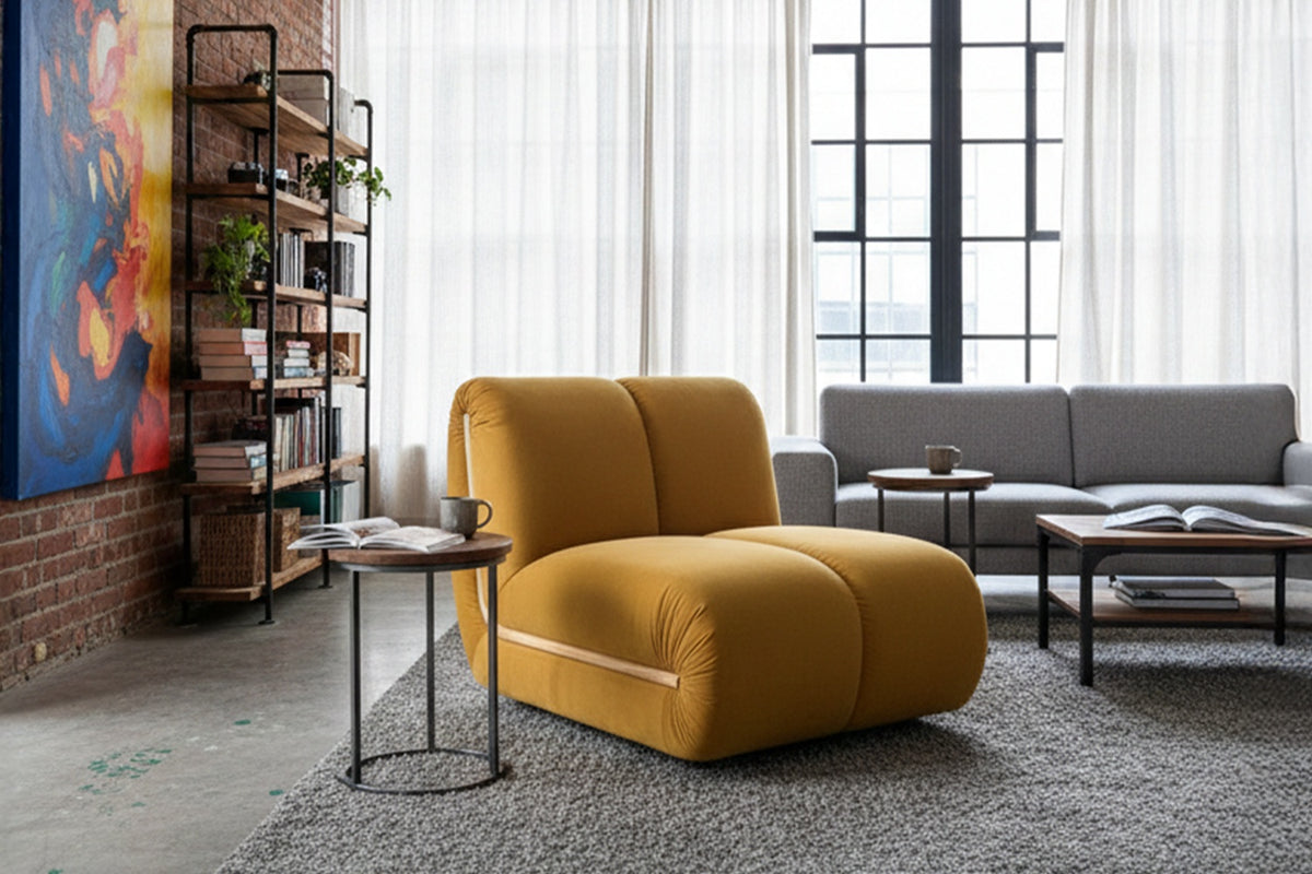 KAWOLA Sessel LAYLA Sitzelement Velvet gelb