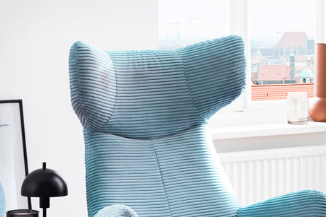 KAWOLA Sessel LOTTE Ohrensessel Cord hellblau