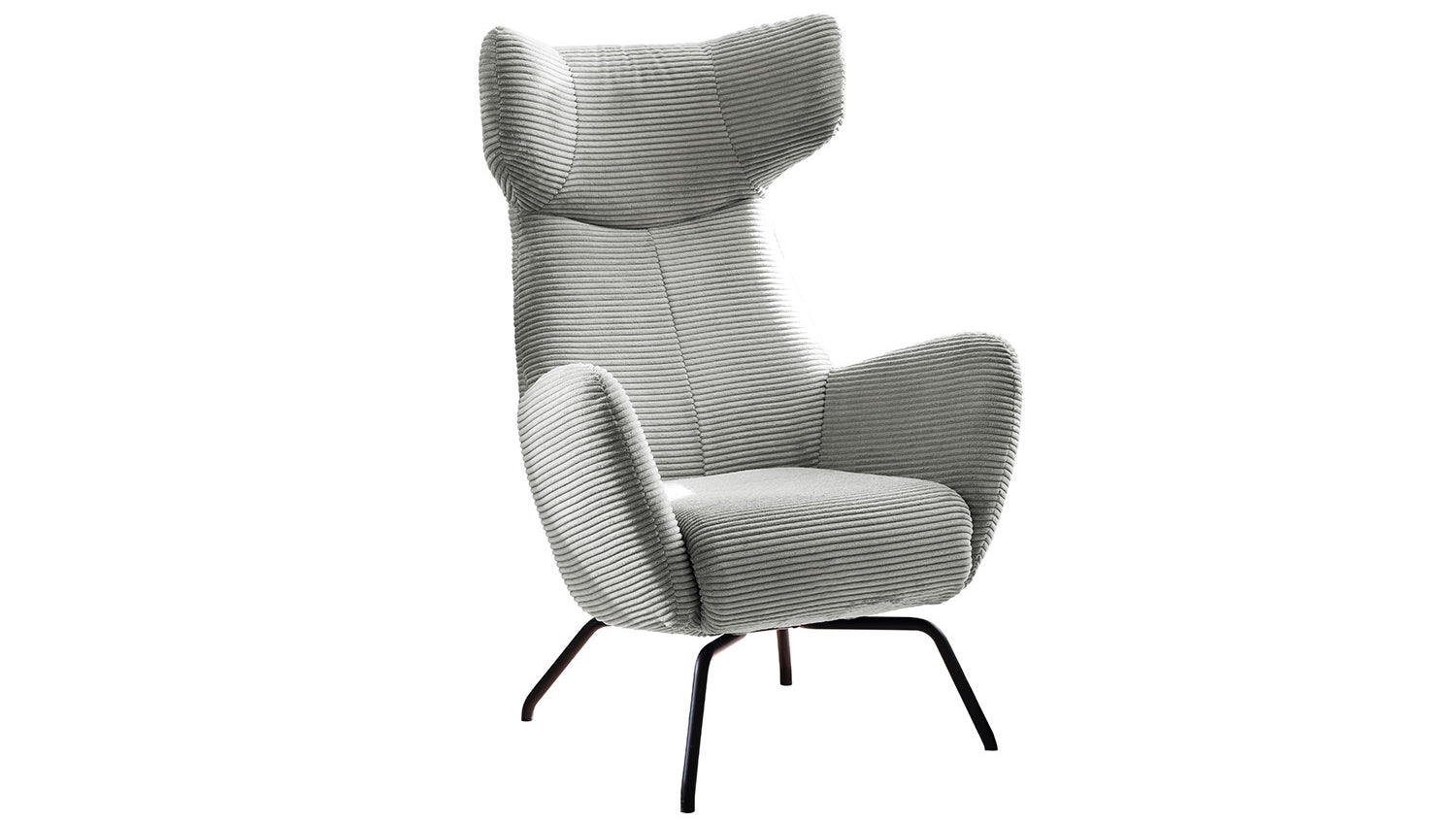 KAWOLA Sessel LOTTE Ohrensessel Cord hellgrau