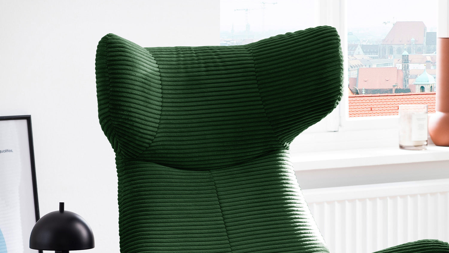 KAWOLA Sessel LOTTE Ohrensessel Cord smaragd