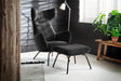 KAWOLA Sessel LOTTE Ohrensessel velvet schwarz mit Hocker