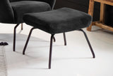 KAWOLA Sessel LOTTE Ohrensessel velvet schwarz mit Hocker