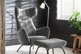 KAWOLA Sessel LOTTE Ohrensessel velvet silber mit Hocker