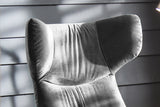 KAWOLA Sessel LOTTE Ohrensessel velvet silber mit Hocker