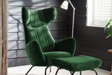 KAWOLA Sessel LOTTE Ohrensessel velvet smaragd mit Hocker