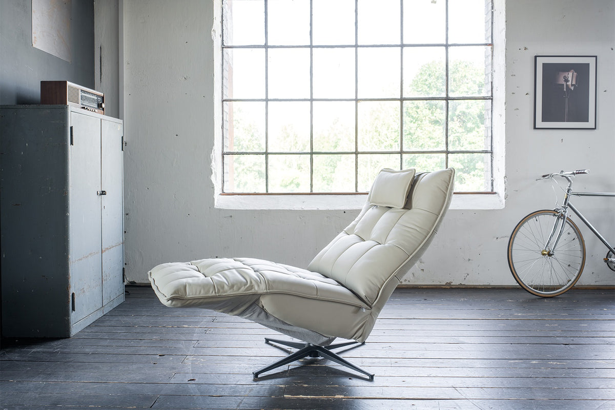 KAWOLA Sessel MIKO Relaxsessel drehbar Leder grau