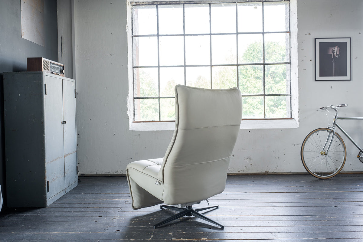 KAWOLA Sessel MIKO Relaxsessel drehbar Leder grau