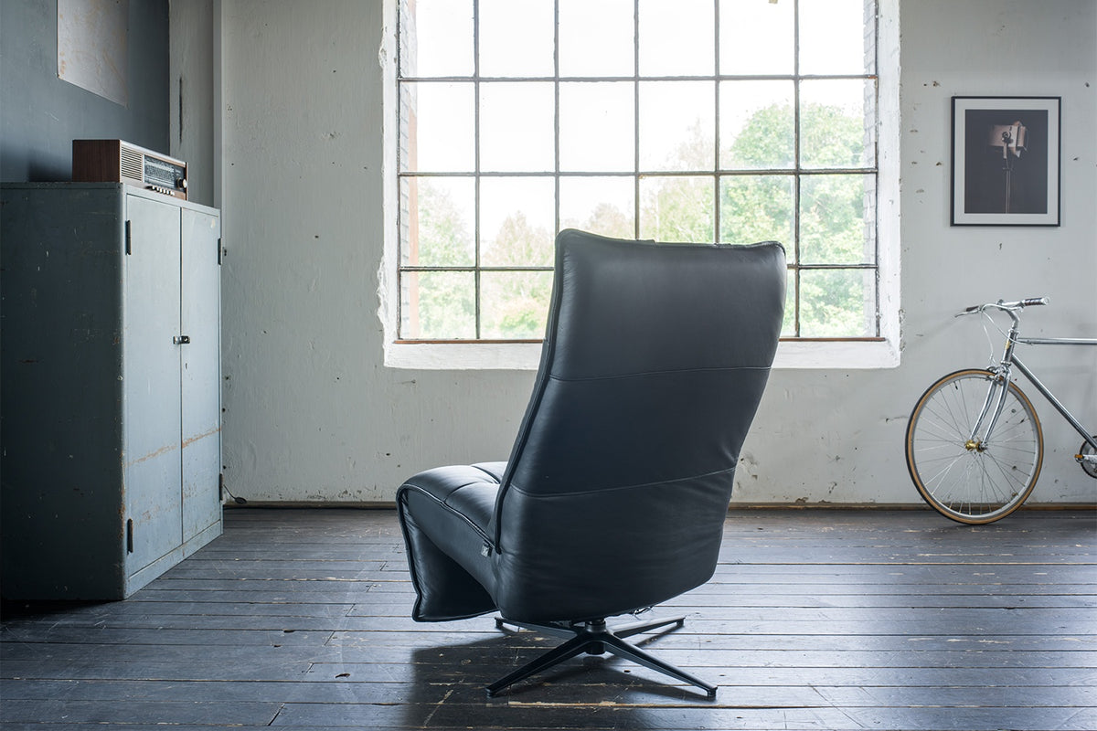 KAWOLA Sessel MIKO Relaxsessel drehbar Leder schwarz