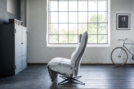 KAWOLA Sessel MIKO Relaxsessel drehbar Velvet steingrau