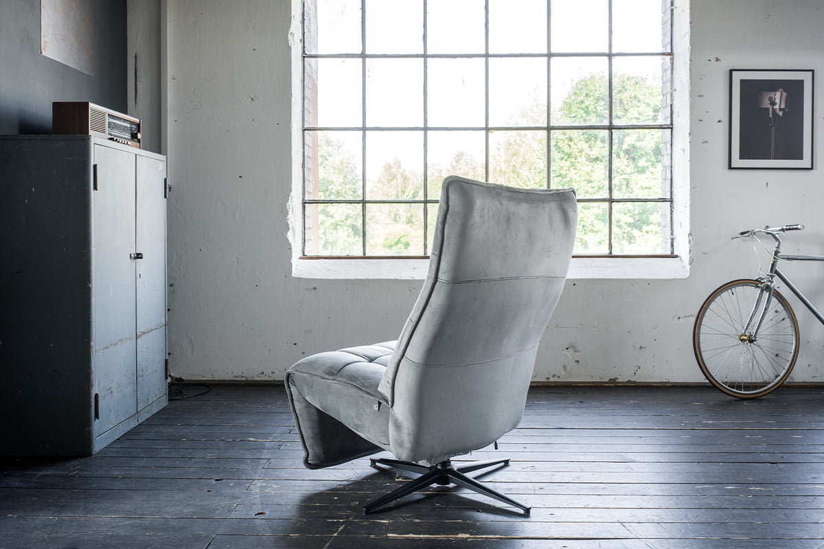 KAWOLA Sessel MIKO Relaxsessel drehbar Velvet steingrau