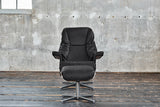 KAWOLA Sessel MODO Relaxsessel drehbar Leder schwarz mit Hocker