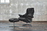 KAWOLA Sessel MODO Relaxsessel drehbar Leder schwarz mit Hocker