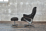KAWOLA Sessel MODO Relaxsessel drehbar Leder schwarz mit Hocker