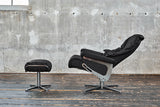 KAWOLA Sessel MODO Relaxsessel drehbar Leder schwarz mit Hocker