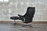 KAWOLA Sessel MODO Relaxsessel drehbar Leder schwarz mit Hocker