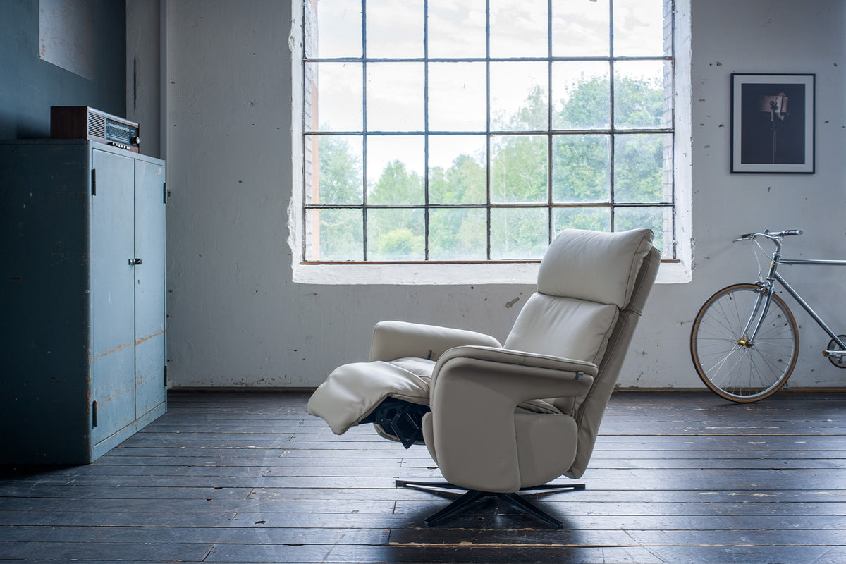 KAWOLA Sessel NAMA Relaxsessel drehbar Leder grau