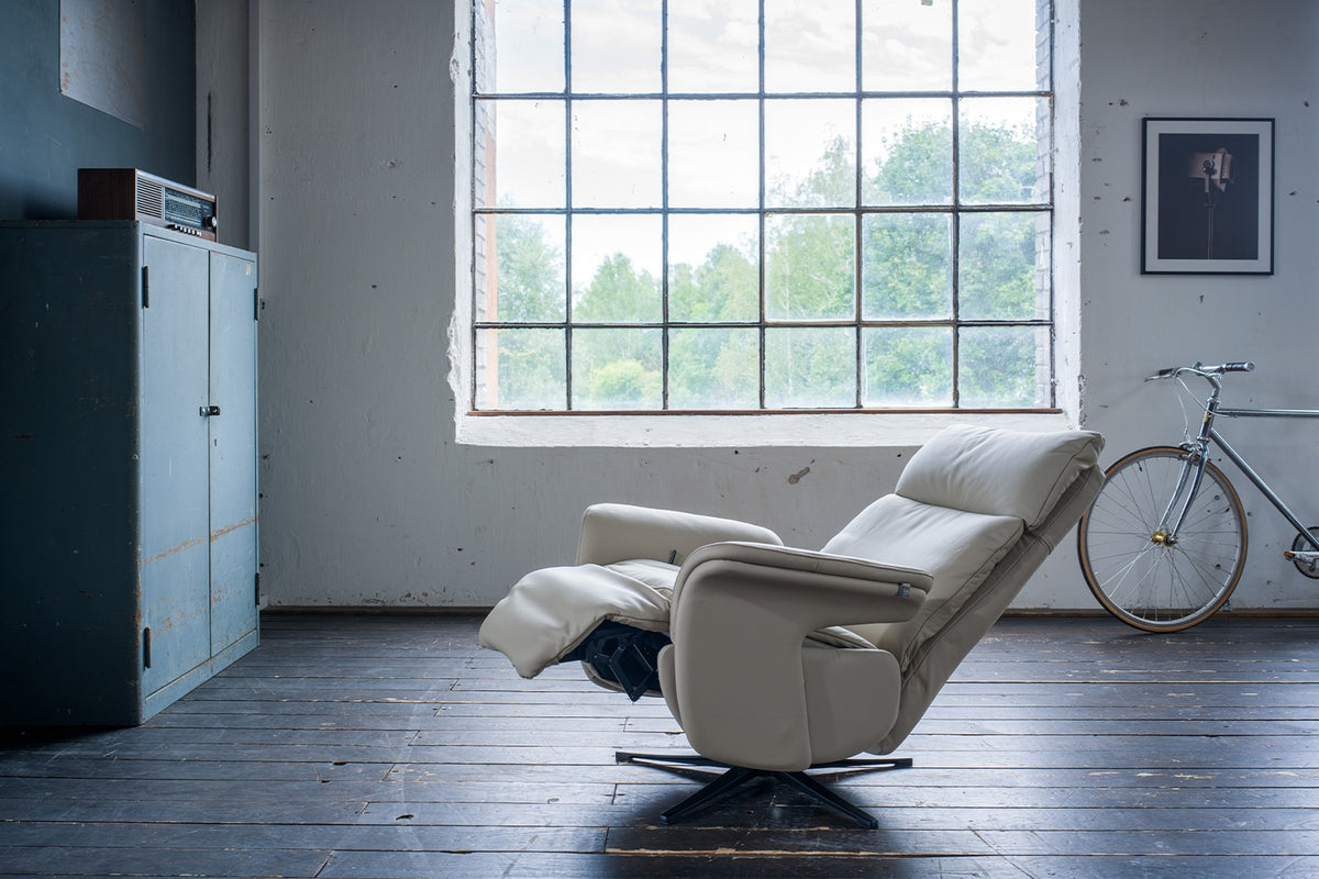 KAWOLA Sessel NAMA Relaxsessel drehbar Leder grau
